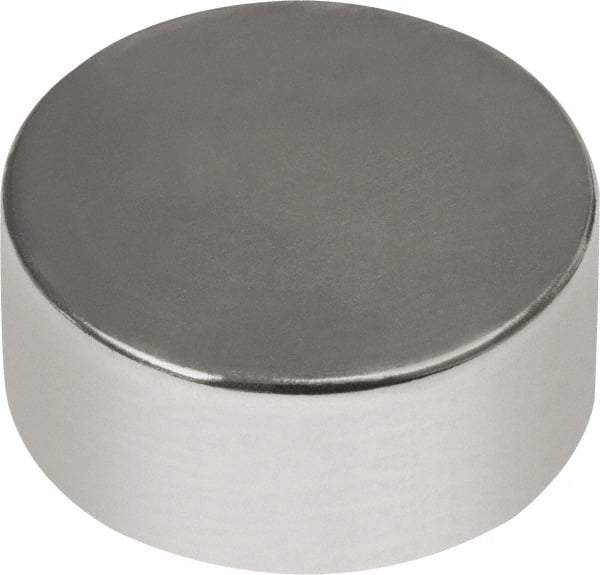 Mag-Mate - 1/2" Diam x 13/64" High Neodymium Rare Earth Magnet - 9.49 Lb Max Capacity, 180°F Max, Nickel Plated - Caliber Tooling