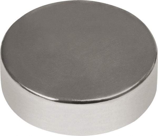 Mag-Mate - 1/2" Diam x 1/8" High Neodymium Rare Earth Magnet - 6.08 Lb Max Capacity, 180°F Max, Nickel Plated - Caliber Tooling