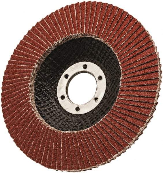 3M - 40 Grit, 7" Disc Diam, 5/8-11 Center Hole, Type 29 Ceramic Flap Disc - 8,600 Max RPM, Cloth Backing, Arbor Attaching System, Coated - Caliber Tooling