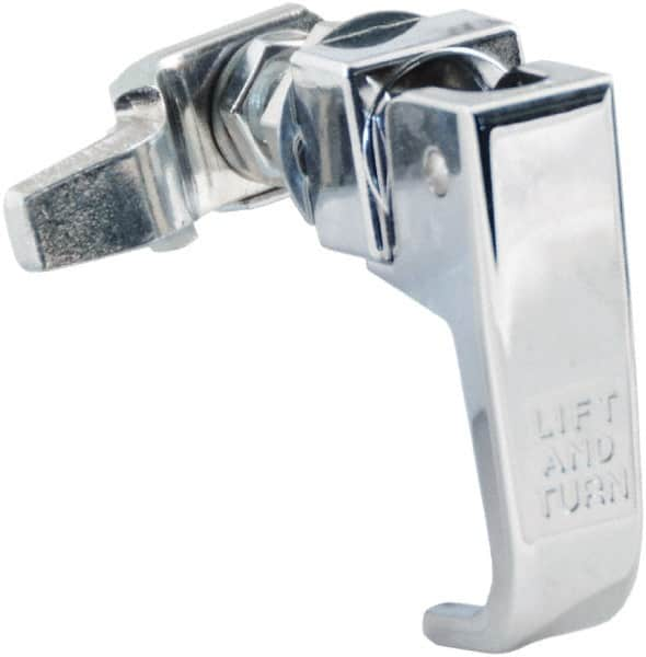 Made in USA - 2-1/4" Long x 3/4" Wide x 2.78" High, Lift & Turn Compression Latch - Zinc Plated Steel, with Polished Chrome Finish - Caliber Tooling