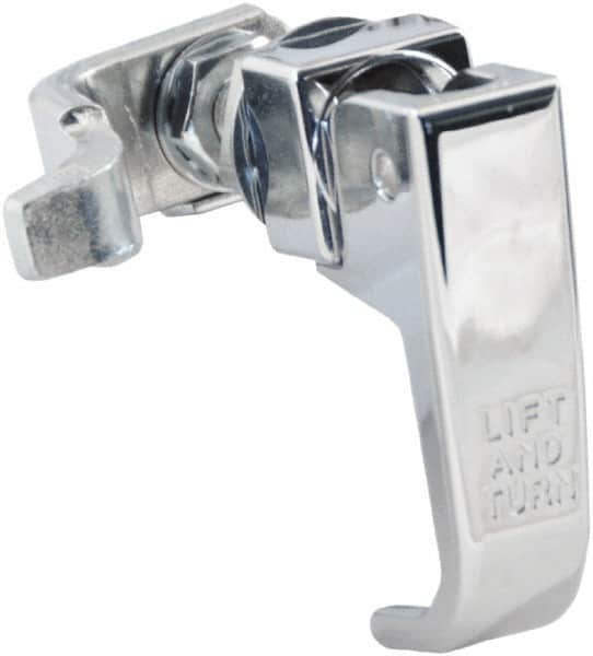 Made in USA - 2-1/4" Long x 3/4" Wide x 2.78" High, Lift & Turn Compression Latch - Zinc Plated Steel, with Polished Chrome Finish - Caliber Tooling