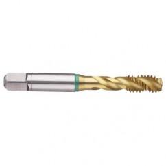 M12x1.75 6H 3-Flute Cobalt Green Ring Semi-Bottoming 40 degree Spiral Flute Tap-TiN - Caliber Tooling