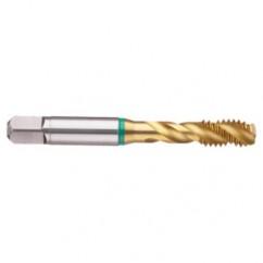 1-1/2-6 2B 6-Flute Cobalt Green Ring Semi-Bottoming 40 degree Spiral Flute Tap-TiN - Caliber Tooling