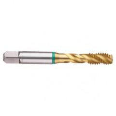 3/4-10 2B 4-Flute Cobalt Green Ring Semi-Bottoming 40 degree Spiral Flute Tap-TiN - Caliber Tooling