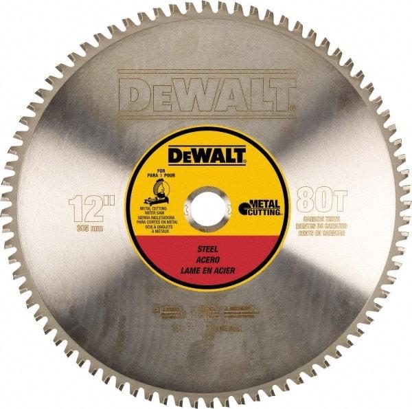 DeWALT - 12" Diam, 1" Arbor Hole Diam, 80 Tooth Wet & Dry Cut Saw Blade - Steel, Crosscutting Action, Standard Round Arbor - Caliber Tooling