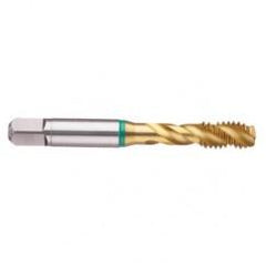 1-12 2B 4-Flute Cobalt Green Ring Semi-Bottoming 40 degree Spiral Flute Tap-TiN - Caliber Tooling