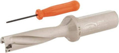 Hertel - 3" Max Drill Depth, 4xD, 3/4" Diam, Indexable Insert Drill - 2 Inserts, 1" Shank Diam, Straight Shank - Caliber Tooling