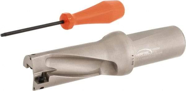 Hertel - 3" Max Drill Depth, 2xD, 1-1/2" Diam, Indexable Insert Drill - 2 Inserts, 1-1/2" Shank Diam, Straight Shank - Caliber Tooling