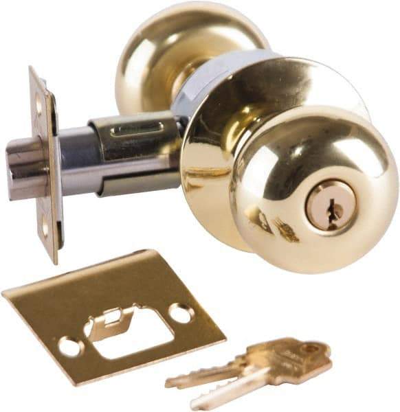 Arrow Lock - Entrance Lever Lockset - 2-3/4" Back Set, Steel, Bright Brass Finish - Caliber Tooling