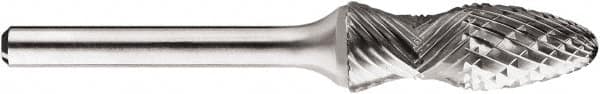 SGS Pro - 1/2" Cut Diam, 1/4" Shank Diam, Cylinder Head Double Cut Burr - Carbide, Flat End, 1" LOC, 1" OAL - Caliber Tooling