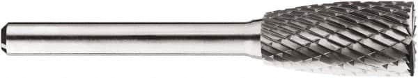 SGS Pro - 1/2" Cut Diam, 1/4" Shank Diam, Cylinder with End Cut Head Double Cut Burr - Carbide, End Cut End, 1" LOC, 1" OAL - Caliber Tooling