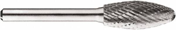 SGS Pro - 1/2" Cut Diam, 1/4" Shank Diam, Tree with Radius Head Double Cut Burr - Carbide, Radius End, 1-1/4" LOC, 1-1/4" OAL - Caliber Tooling