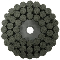 Weiler - 10" 120 Grit Ceramic Crimped Disc Brush - Fine Grade, Drive Arbor Connector, 1-1/2" Trim Length, 1-1/4" Arbor Hole - Caliber Tooling