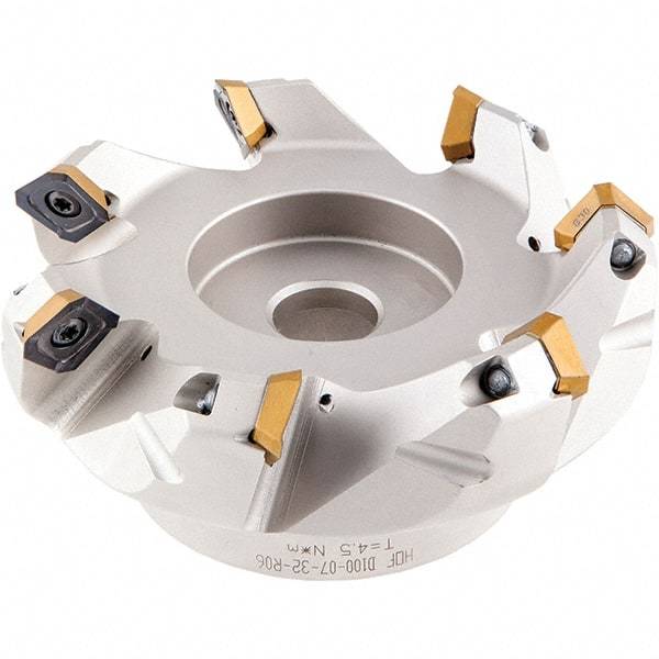 Iscar - 2.87, 2.92, 3.01" Cut Diam, 1" Arbor Hole, 5.5mm Max Depth of Cut, 42° Indexable Chamfer & Angle Face Mill - 5 Inserts, OE.. 060405\xB6OEMW 060405-AETN\xB6REMT 1505-LM-76 Insert, Right Hand Cut, 5 Flutes, Through Coolant, Series Heliocto - Caliber Tooling