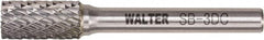 WALTER Surface Technologies - 3/8" Cut Diam, 1/4" Shank Diam, Cylinder Head Double Cut Burr - Tungsten Carbide, 3/4" LOC, 3-3/4" OAL - Caliber Tooling