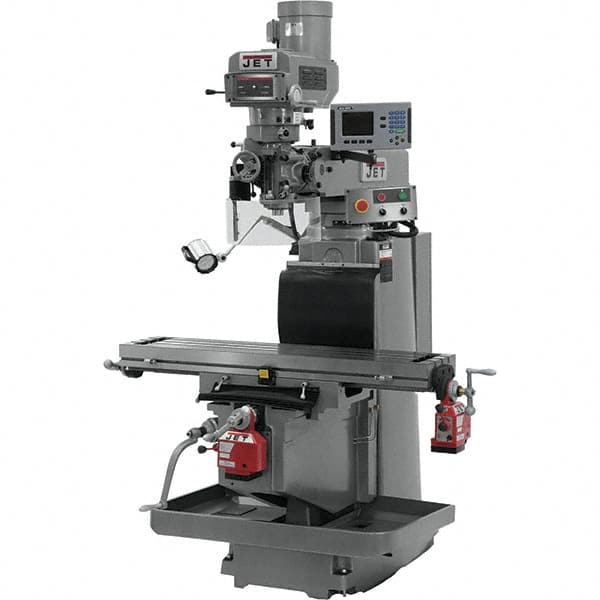 Jet - 54" Table Width x 12" Table Length, Variable Speed Pulley Control, 3 Phase Knee Milling Machine - R8 Spindle Taper, 5 hp - Caliber Tooling