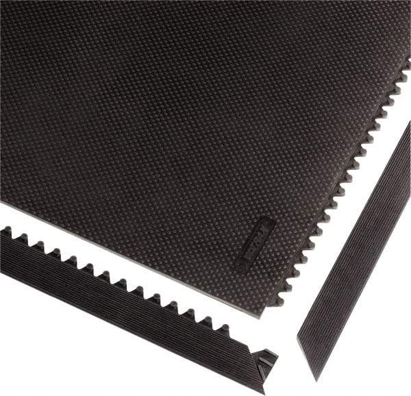 Notrax - 3' Long x 2" Wide x 1/2" Thick, Anti-Fatigue Modular Matting Tiles - Male, 4 Interlocking Sides, Black, For Dry Areas, Series 041 - Caliber Tooling