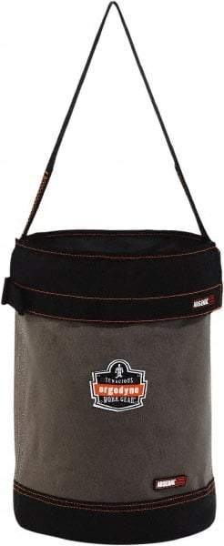 Ergodyne - 1 Pocket Gray & Black Canvas Tool Bucket - 12-1/2" Wide x 12-1/2" Deep x 17" High - Caliber Tooling