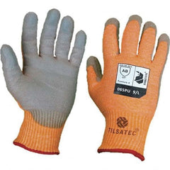 Tilsatec - Size L (9), ANSI Cut Lvl A8, Puncture Lvl 4, Abrasion Lvl 4, Polyurethane Coated Cut & Puncture Resistant Gloves - Caliber Tooling