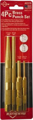 Mayhew - 4 Piece, 3/16 to 3/8", Assorted Brass Punch Kit - Round Shank, Brass, Comes in Carded - Caliber Tooling