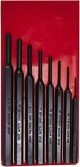 Mayhew - 8 Piece, 1/16 to 5/16", Pro Pin Punch Kit - Round Shank, Steel, Comes in Pouch - Caliber Tooling