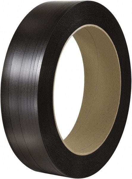 Made in USA - 4,500' Long x 1/2" Wide, Coil Case Polyester Hand Strapping - 500 Lb Capacity, 0.015" Thick - Caliber Tooling