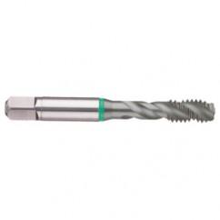 M22x2.5 6H 4-Flute Cobalt Green Ring Semi-Bottoming 40 degree Spiral Flute Tap-TiCN - Caliber Tooling