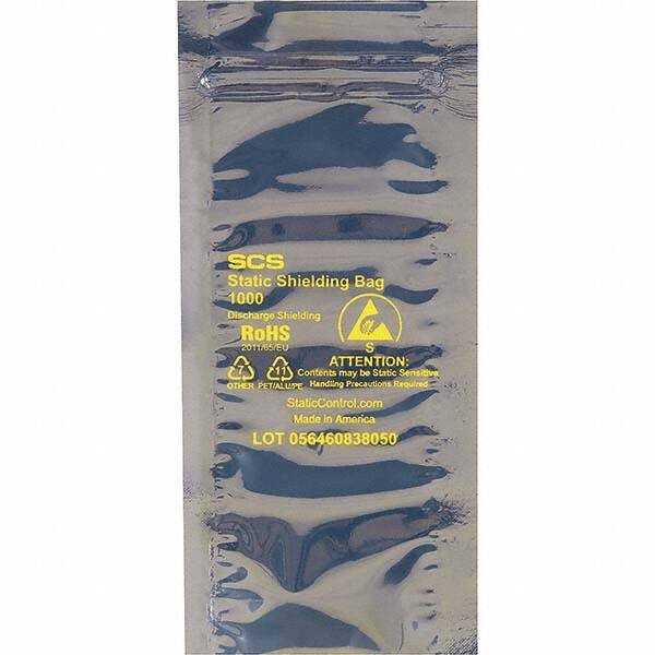 Made in USA - 8" Long x 4" Wide, 3.1 mil Thick, Self Seal Static Shield Bag - Transparent, Metal-In, Standard Grade - Caliber Tooling