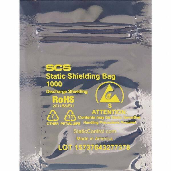 Made in USA - 5" Long x 4" Wide, 3.1 mil Thick, Self Seal Static Shield Bag - Transparent, Metal-In, Standard Grade - Caliber Tooling