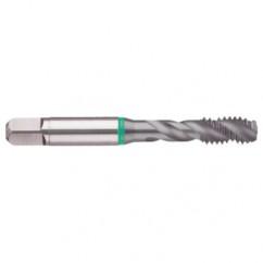 1/4-20 2B 3-Flute Cobalt Green Ring Semi-Bottoming 40 degree Spiral Flute Tap-TiCN - Caliber Tooling