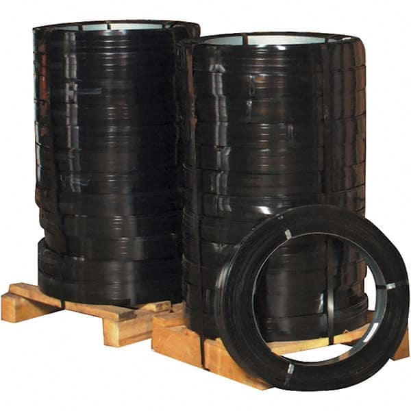 Made in USA - 1,710' Long x 3/4" Wide, Oscillated Coil Steel Strapping - 2,450 Lb Capacity, 0.023" Thick - Caliber Tooling