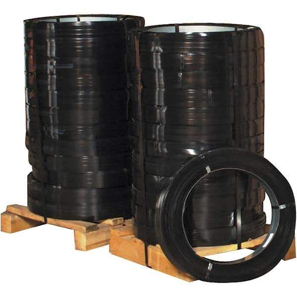 Made in USA - 2,050' Long x 5/8" Wide, Oscillated Coil Steel Strapping - 2,000 Lb Capacity, 0.023" Thick - Caliber Tooling