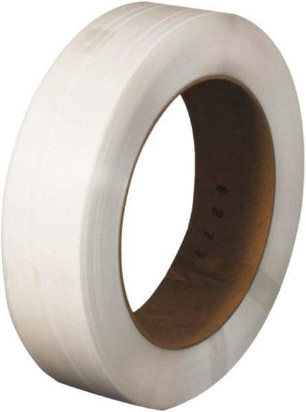 Made in USA - 9,000' Long x 1/2" Wide, Coil Case Polypropylene Strapping - 300 Lb Capacity, 0.017" Thick - Caliber Tooling