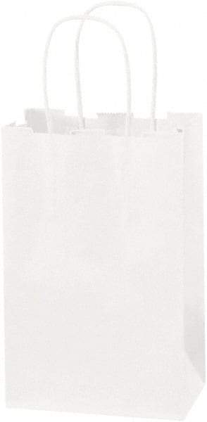 Made in USA - Kraft Grocery Bag - 5-1/4 x 3-1/4 x 8-3/8, White - Caliber Tooling