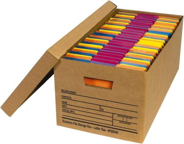 Made in USA - 1 Compartment, 12" Wide x 24" Deep, File Storage Boxes - Corrugated Cardboard, Kraft (Color) - Caliber Tooling