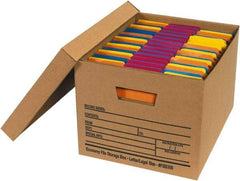 Made in USA - 1 Compartment, 12" Wide x 15" Deep, File Storage Boxes - Corrugated Cardboard, Kraft (Color) - Caliber Tooling