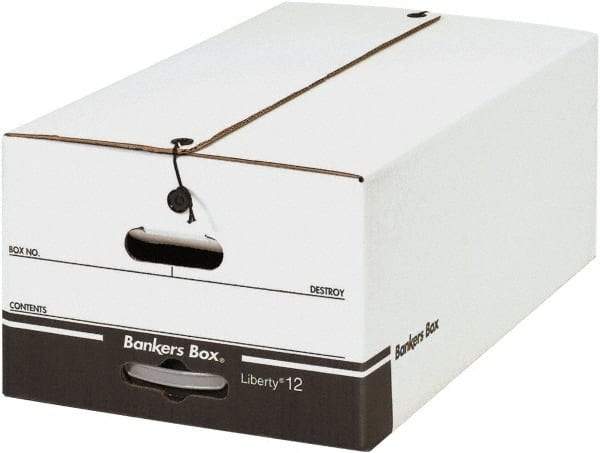 Made in USA - 1 Compartment, 15" Wide x 24" Deep, File Storage Boxes - Corrugated Cardboard, White - Caliber Tooling