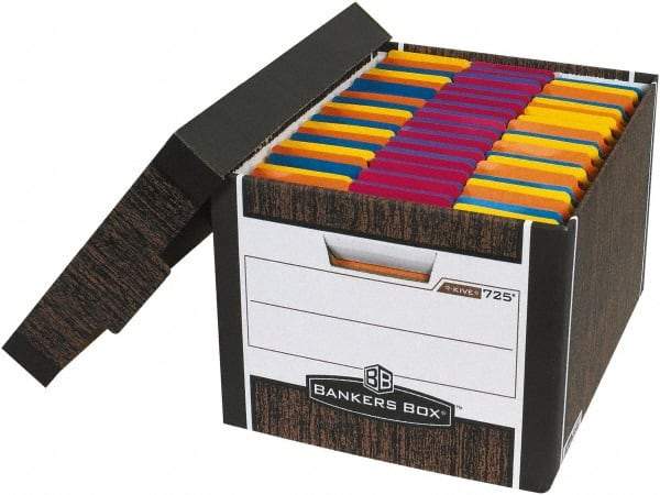 Made in USA - 1 Compartment, 12" Wide x 15" Deep, File Storage Boxes - Corrugated Cardboard, Wood Grain (Color) - Caliber Tooling