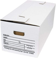 Made in USA - 1 Compartment, 12" Wide x 24" Deep, File Storage Boxes - Corrugated Cardboard, White - Caliber Tooling