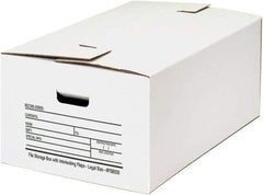 Made in USA - 1 Compartment, 15" Wide x 24" Deep, File Storage Boxes - Corrugated Cardboard, White - Caliber Tooling