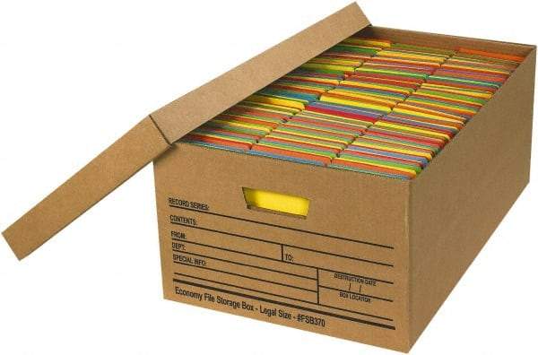 Made in USA - 1 Compartment, 15" Wide x 24" Deep, File Storage Boxes - Corrugated Cardboard, Kraft (Color) - Caliber Tooling