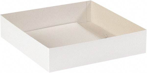 Made in USA - 14" Wide x 14" Long x 3" High Rectangle Chipboard Box - 1 Wall, White - Caliber Tooling