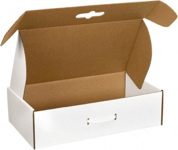 Made in USA - 11-3/8" Wide x 18-1/4" Long x 4-1/2" High Rectangle Corrugated Shipping Box - 1 Wall, White - Caliber Tooling