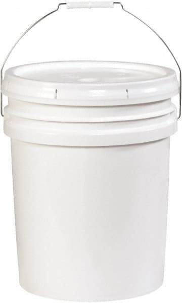 Made in USA - 5 Gal White Cylinder Metal Pail - 13-3/8" High - Caliber Tooling