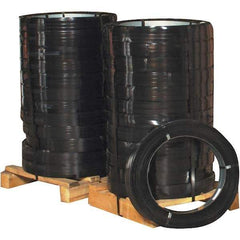 Made in USA - 760' Long x 1-1/4" Wide, Ribbon Wound Coil Steel Strapping - 5,500 Lb Capacity, 0.031" Thick - Caliber Tooling