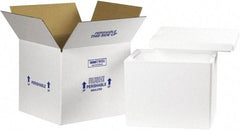 Made in USA - 11-3/4" Wide x 13-3/4" Long x 11-7/8" High Rectangle Insulated Box - 1 Wall, White - Caliber Tooling