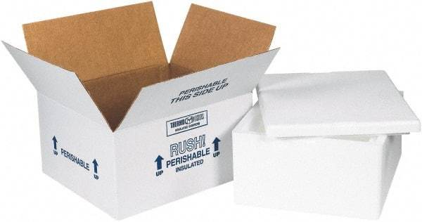 Made in USA - 10" Wide x 12" Long x 5" High Rectangle Insulated Box - 1 Wall, White - Caliber Tooling