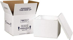 Made in USA - 9-1/2" Wide x 9-1/2" Long x 7" High Rectangle Insulated Box - 1 Wall, White - Caliber Tooling