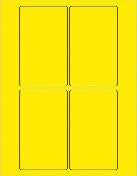 Tape Logic - 5" Long, Fluorescent Yellow Paper Laser Label - For Laser Printers - Caliber Tooling