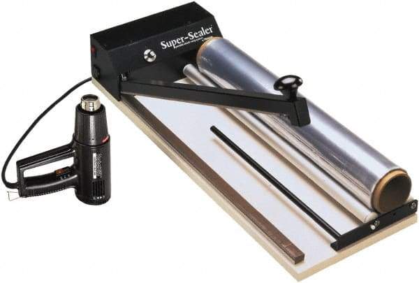 Made in USA - 40" Wide, Portable Shrink Wrap System - Contains Bar Sealer, Variable Temp Heat Gun, 36"x100 Roll of 75 Gauge PVC Shink Film, 1 Super Sealer Service Kit - Caliber Tooling